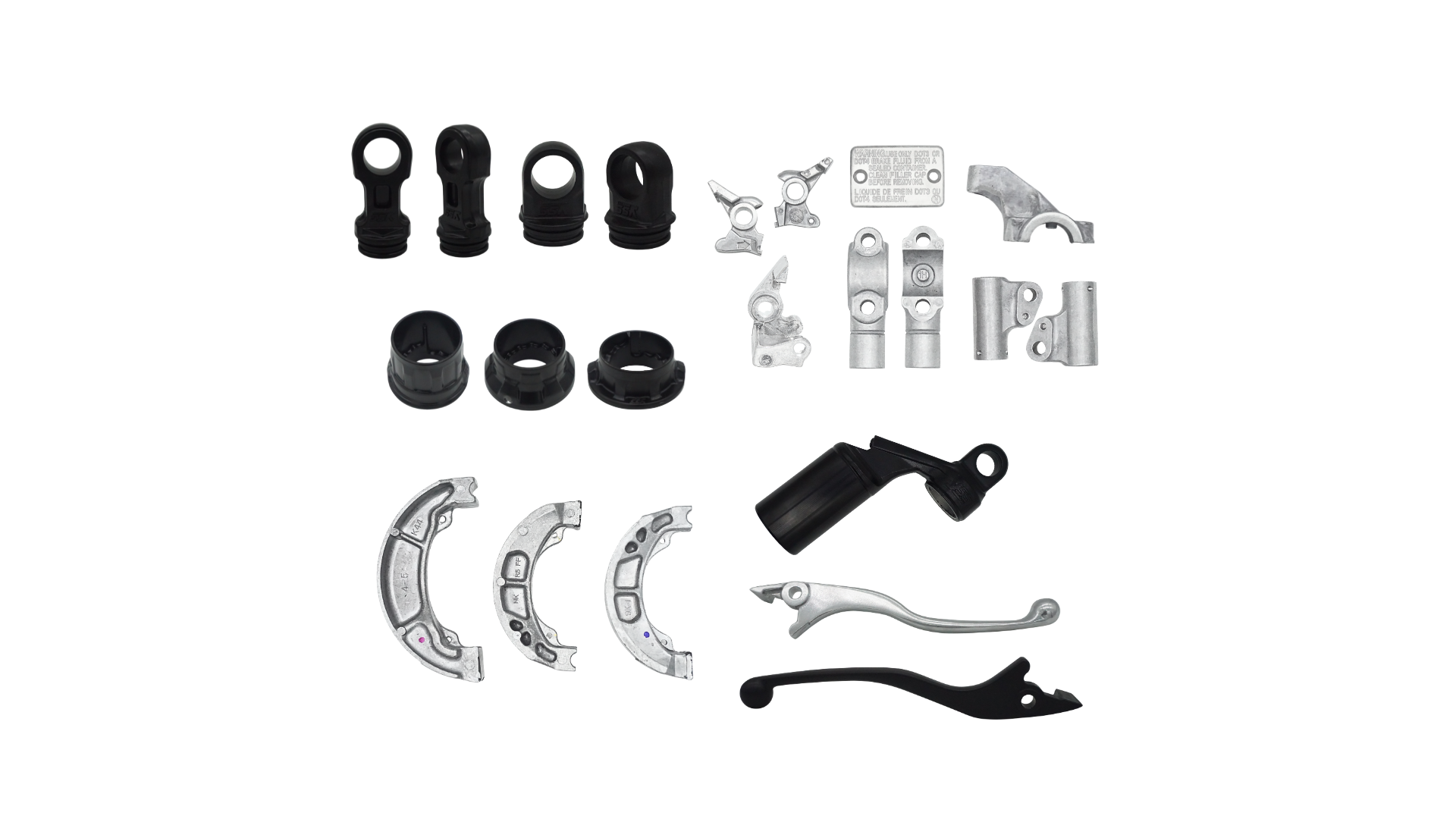 Aluminium die cast motorcycle parts — brake shoes, brake levers and handlebar clamps