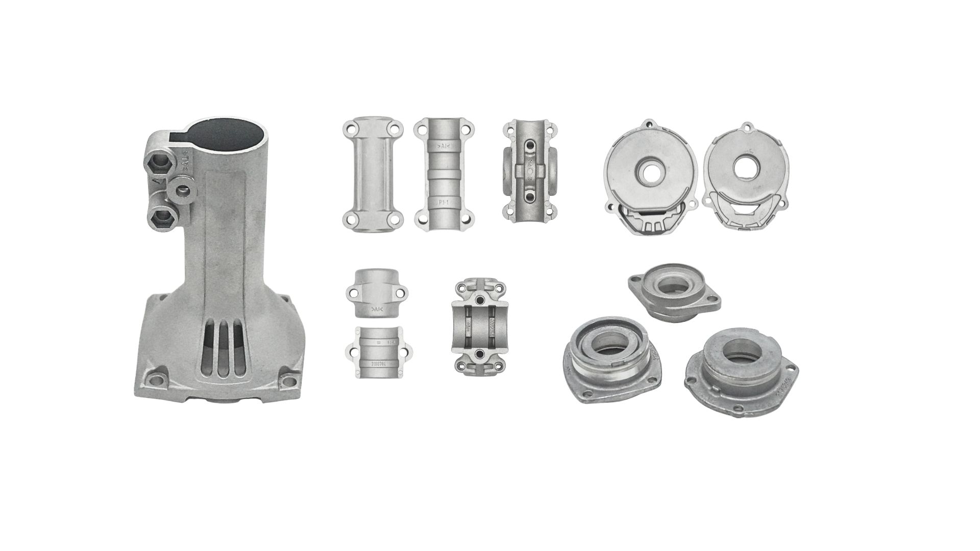 Aluminium die cast power tool housings, pipe clamp halves and bearing housings