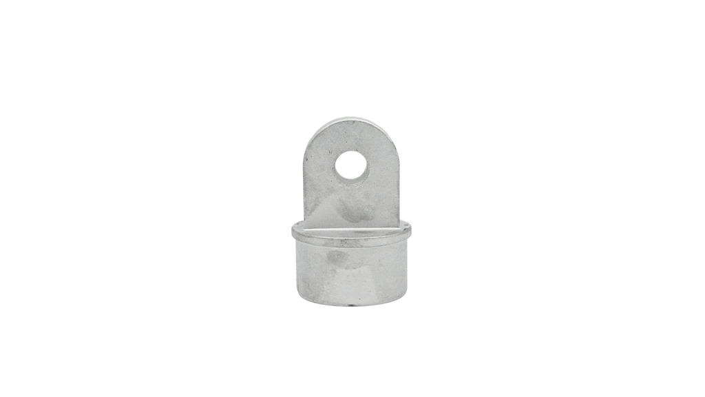 Die cast aluminium scaffold tube end socket with a single eye lug